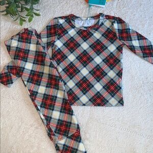 Posh Peanut Kids Plaid Pajama Set in Red and Blue